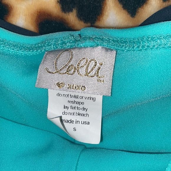 •LOLLI•ILOVELOLLI.COM TURQUOISE & BLACK LARGE 🎀BOW BACK SWIM BOTTOMS SIZE SMALL - Picture 2 of 4
